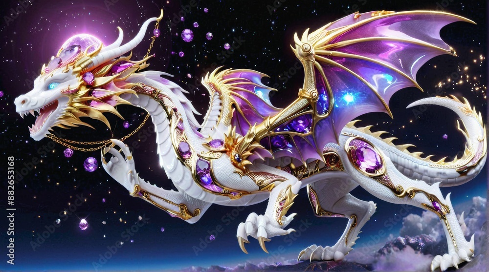 Ethereal Amethyst Dragon with Gold Accents Ethereal Amethyst Dragon with Gold Accents