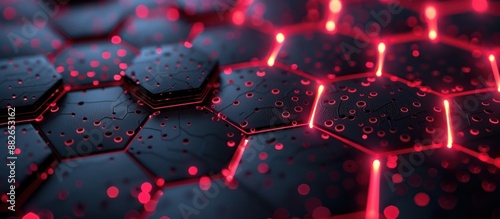 Abstract Red and Black Hexagon Pattern