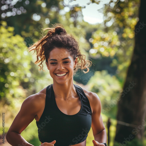 Woman Jogging Outdoors in The Fall