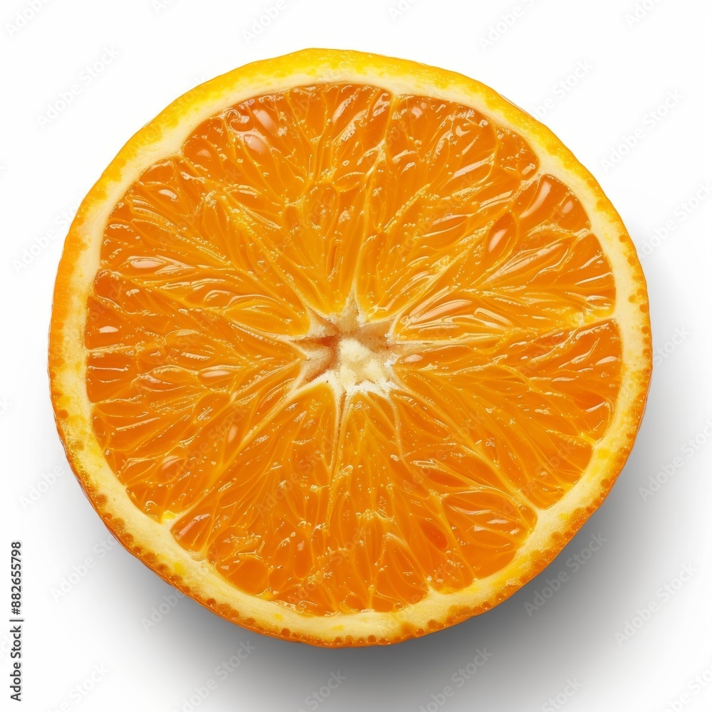 Fototapeta premium A perfectly sliced orange fruit with a white background.