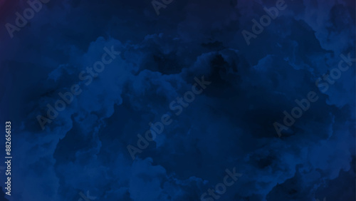 Dark Navy Blue Watercolor Background. Navy blue watercolor and paper texture. Beautiful dark gradient hand drawn by brush grunge background. 