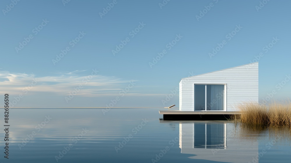Visualization of coastal adaptation measures, protecting communities from sea level rise and storm surges. Illustration, Image, , Minimalism,