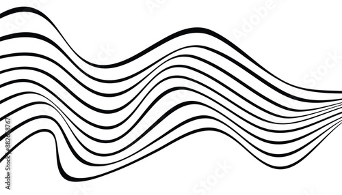 Abstract black and white wave texture. optical art background. optical illusion effect