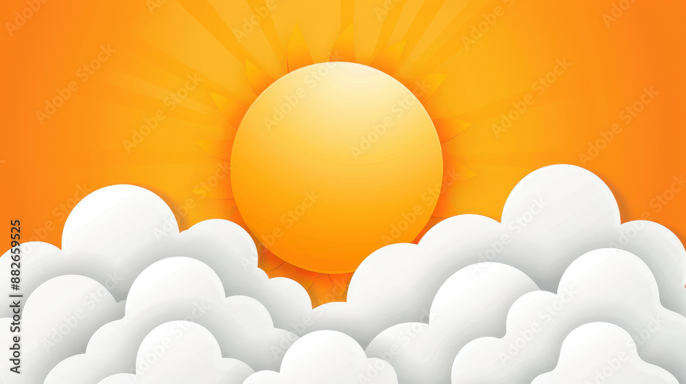 Visual concept illustrating climate change with an orange sky, clouds, and a bright sun. Visual concept illustrating climate change with an orange sky, clouds, and a bright sun.
