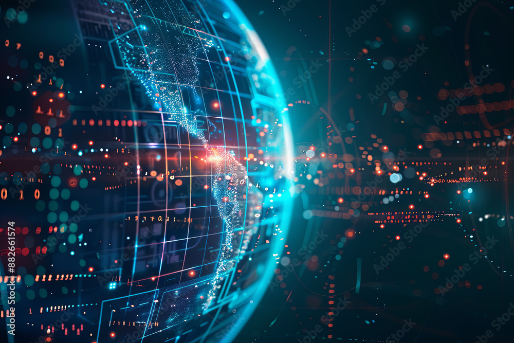 Background with a globe and digital technology Background with a globe and digital technology