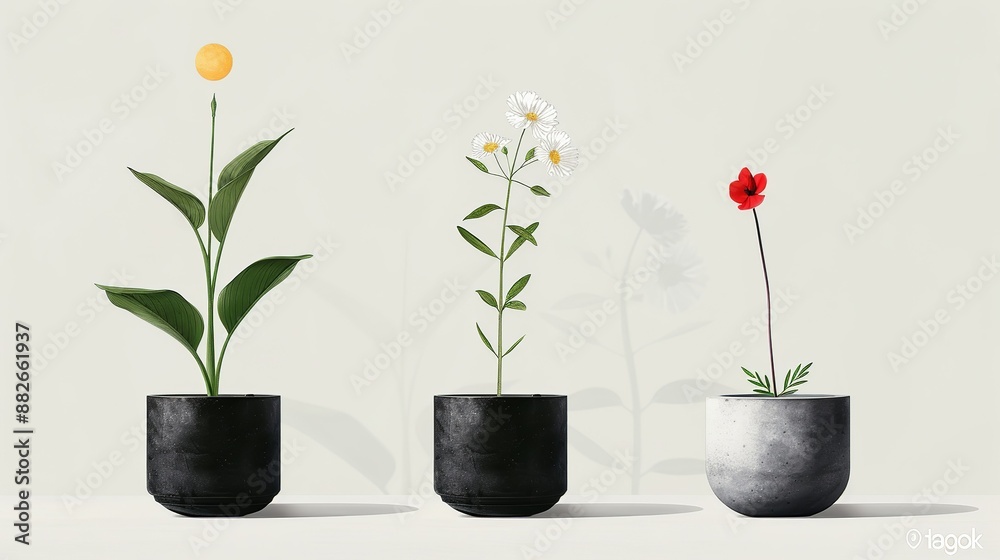 Colorful botanical elements and geometric shapes in a minimalist style for versatile designs. Illustration, Image, , Minimalism, Colorful botanical elements and geometric shapes in a minimalist style for versatile designs. Illustration, Image, , Minimalism,