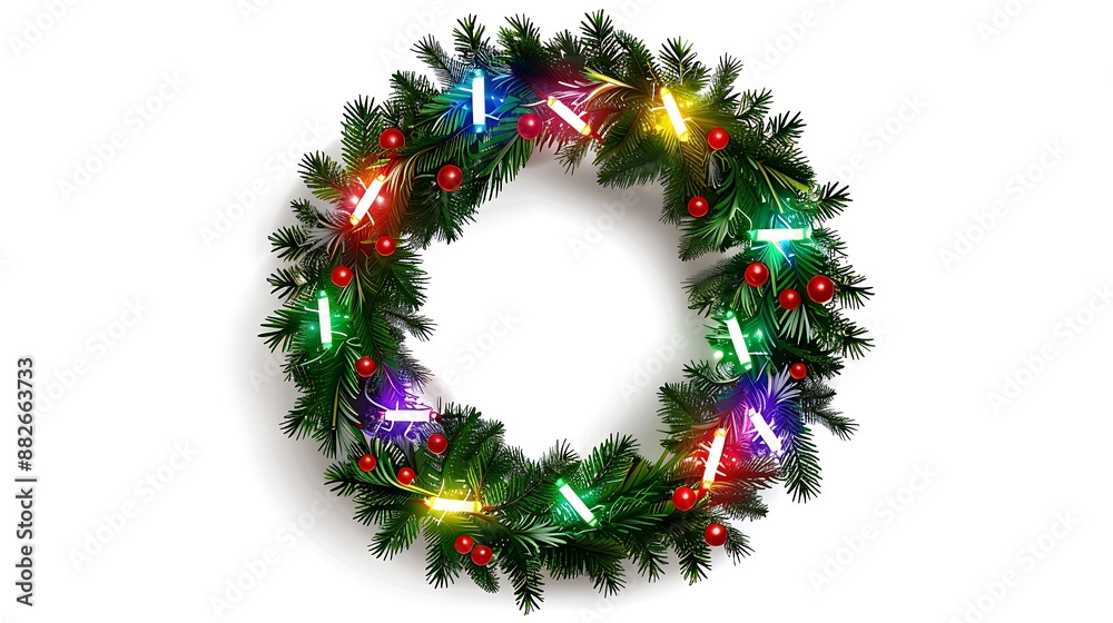 Christmas Wreath with Colorful Lights Christmas Wreath with Colorful Lights