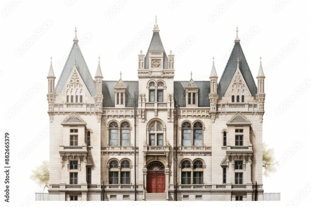 Gothic townhome architecture building tower house. Gothic townhome architecture building tower house.
