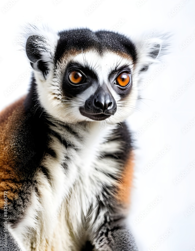 Obraz premium close up of a lemur, lemur isolated on white background, lemur animal on white, lemur animal photography