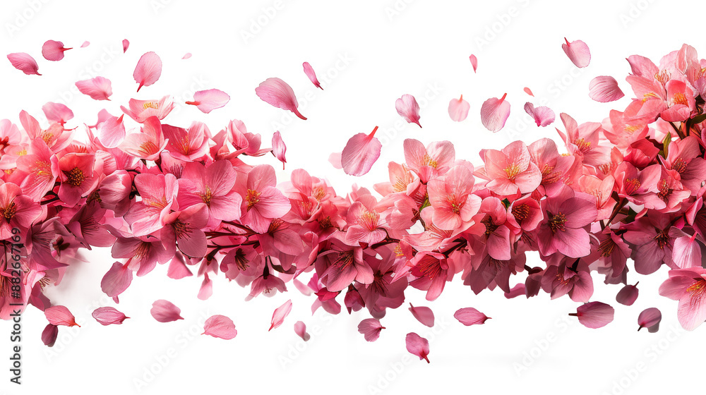 Floating pink petals in the air cut out on PNG format Floating pink petals in the air cut out on PNG format