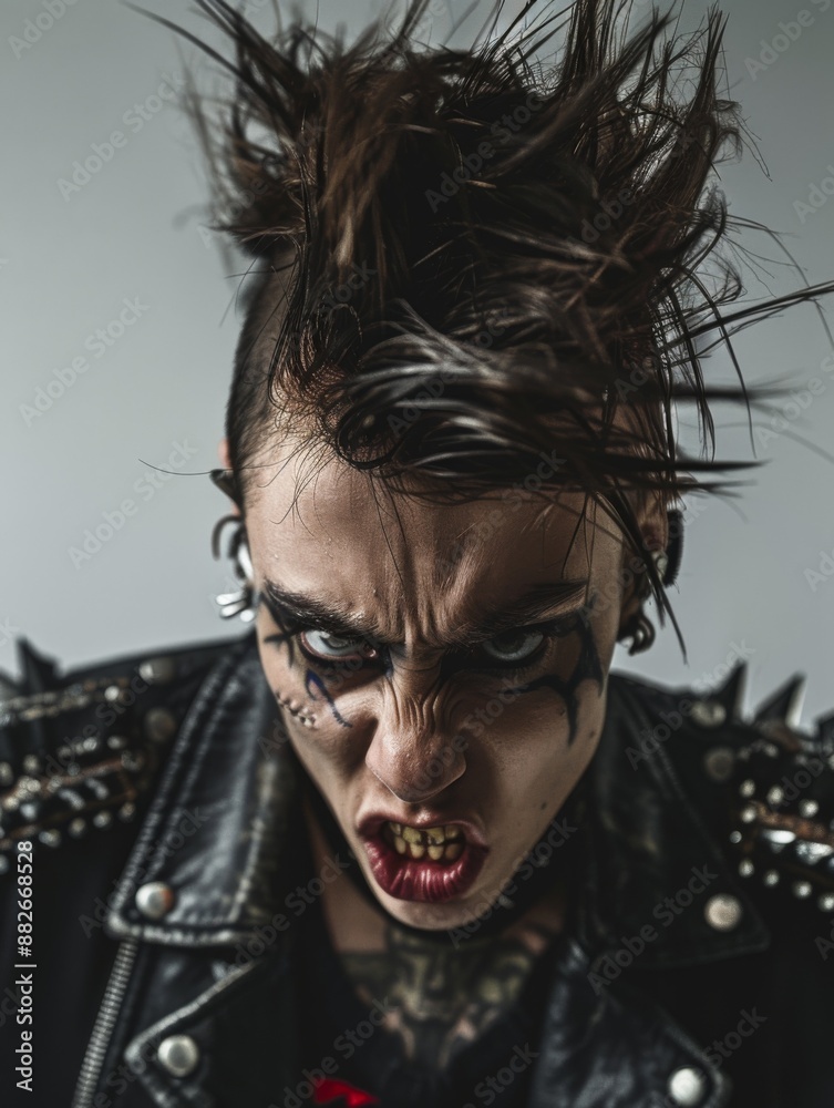 An angry punk female with a mohawk An angry punk female with a mohawk