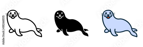 The Harbour Seal icon symbolizes coastal wildlife and nature, ideal for marine websites, nature blogs, and wildlife-themed projects.