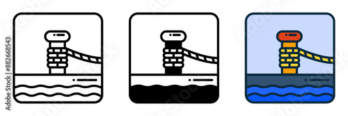 The Mooring Line icon symbolizes stability and securing vessels, ideal for marine websites, harbor blogs, and boating-themed projects.