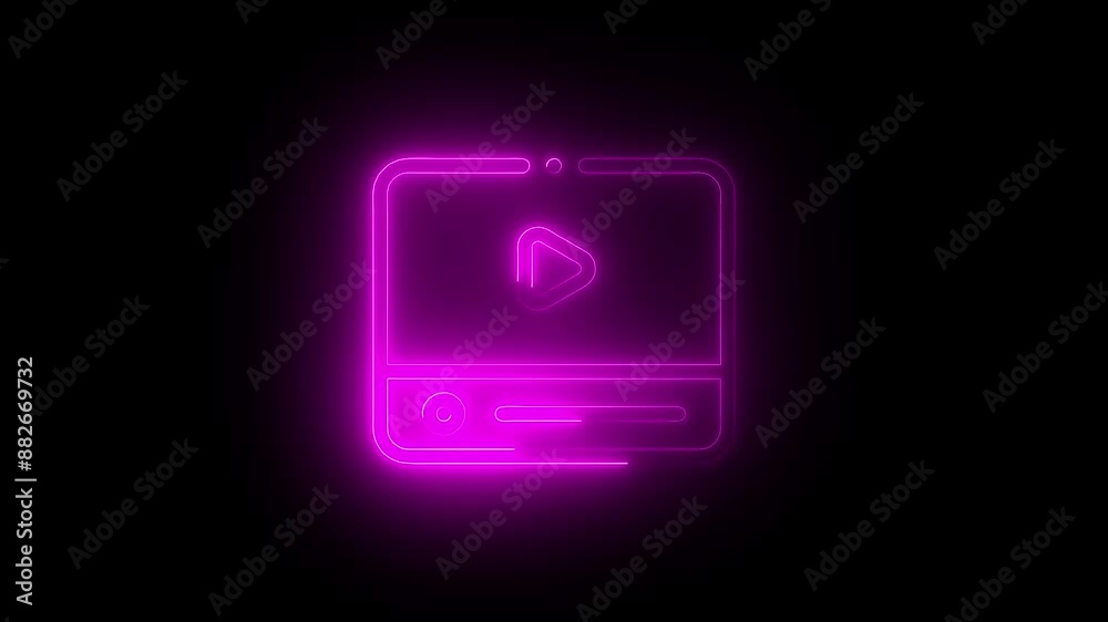 Neon Glowing Video Player Icon, Blue Neon Video Interface, Digital Video Player Symbol, Futuristic Neon Video Icon, Glowing Blue Video Screen, Neon Play Button Illustration, Modern Neon Video Graphic Neon Glowing Video Player Icon, Blue Neon Video Interface, Digital Video Player Symbol, Futuristic Neon Video Icon, Glowing Blue Video Screen, Neon Play Button Illustration, Modern Neon Video Graphic