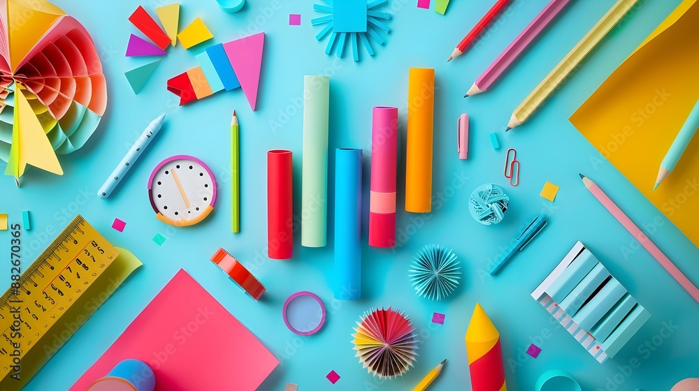 Vibrant and Creative Marketing Tools in Modern Office Setting Vibrant and Creative Marketing Tools in Modern Office Setting