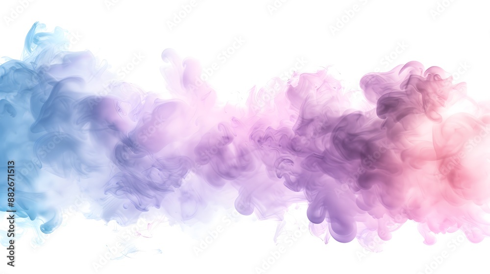 Fototapeta premium Pink party fog. Pastel watercolor 3D gradient effect fog cloud graphics with white background. Isolated blue, teal, purple, light pink, orange smoke or think cloud. Abstract Artistic Design