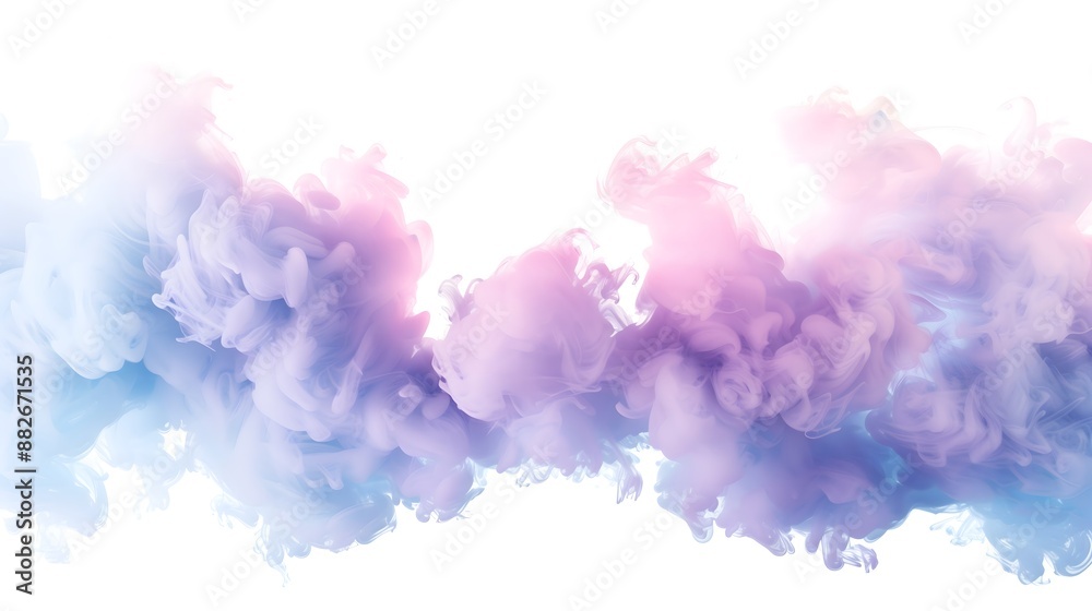 Fototapeta premium Pink party fog. Pastel watercolor 3D gradient effect fog cloud graphics with white background. Isolated blue, teal, purple, light pink smoke or think cloud. Abstract Artistic Design