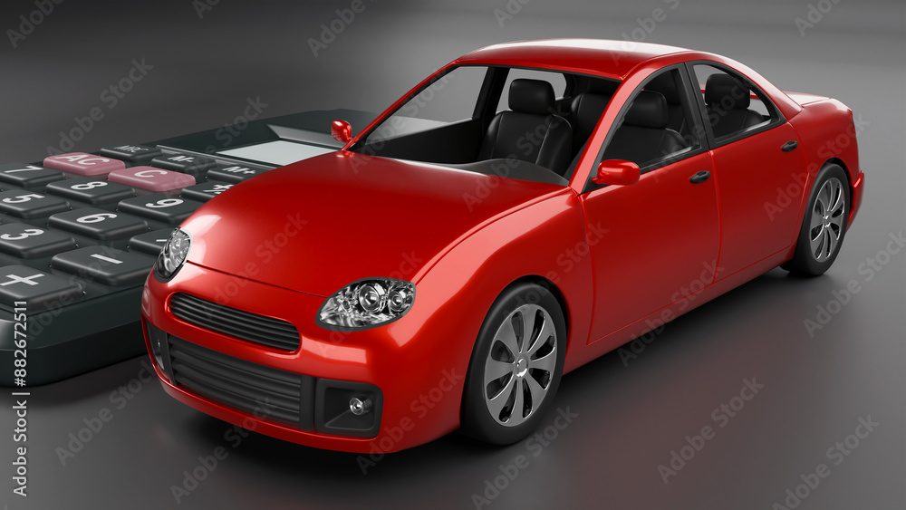 car purchase, tax payment, royalties, loan, budget, 3d illustration car purchase, tax payment, royalties, loan, budget, 3d illustration