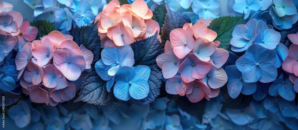 Obraz premium Hydrangeas in a Stunning Blue and Pink Color