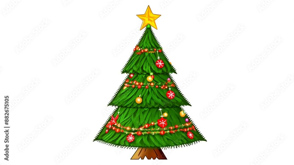 Decorated Christmas Tree With White Background Generative AI Decorated Christmas Tree With White Background Generative AI