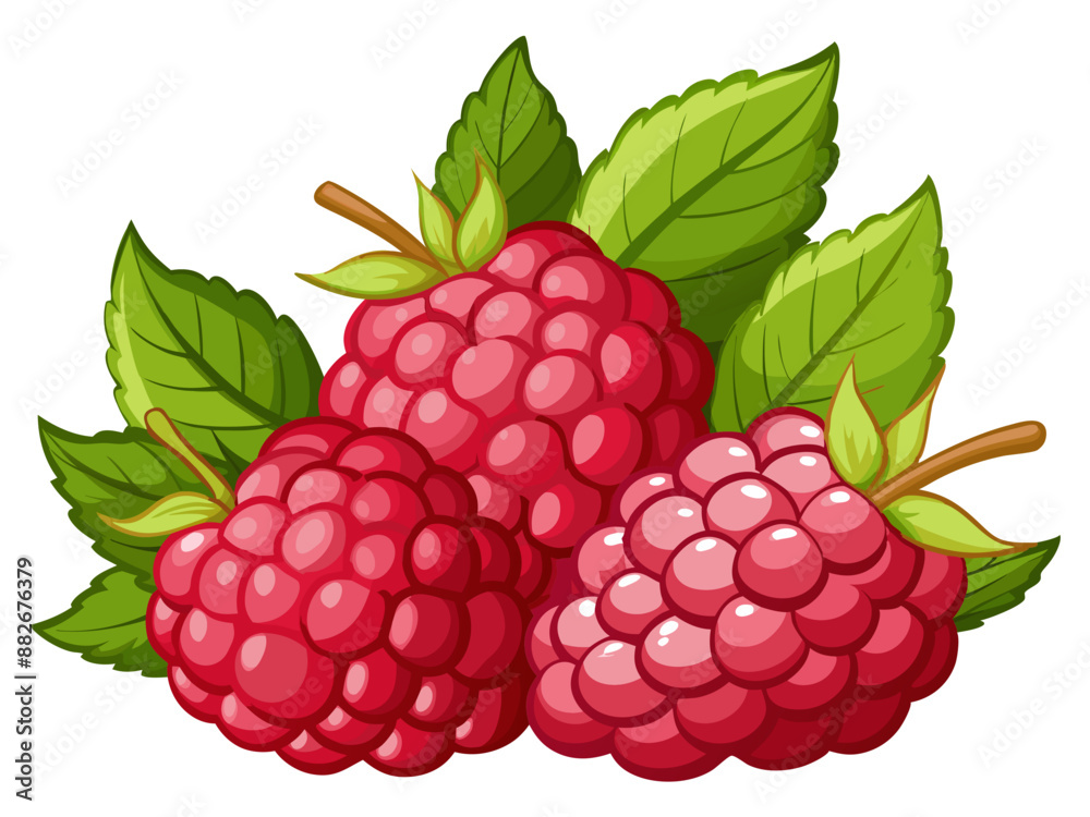 raspberry with leaves raspberry with leaves
