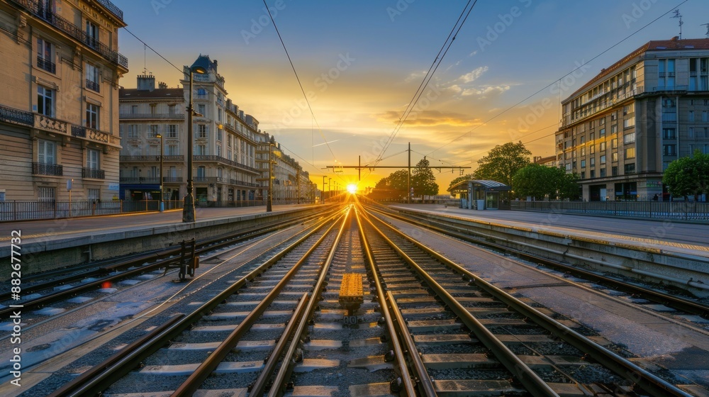 Train at main station. crossings and for the arrival and departure of trains. Train at main station. crossings and for the arrival and departure of trains.