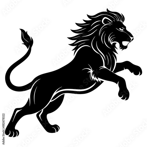 Black silhouette of a lion in a jump -vector illustration isolated on white