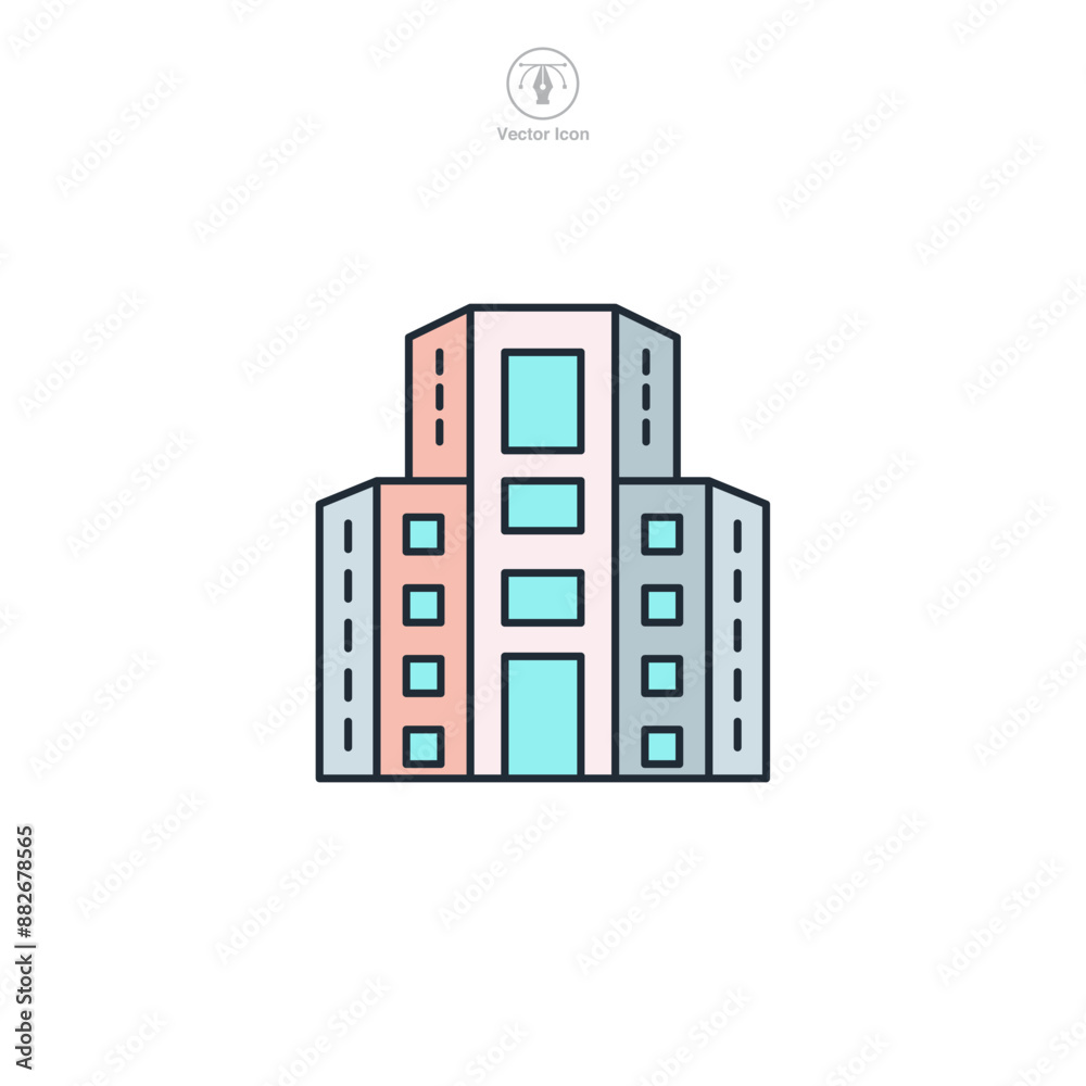 Office Building Icon symbol vector illustration isolated on white background Office Building Icon symbol vector illustration isolated on white background