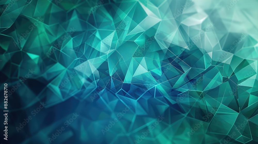 An HD image of an abstract background featuring a complex web of triangles and hexagons in various shades of blue and green. An HD image of an abstract background featuring a complex web of triangles and hexagons in various shades of blue and green.