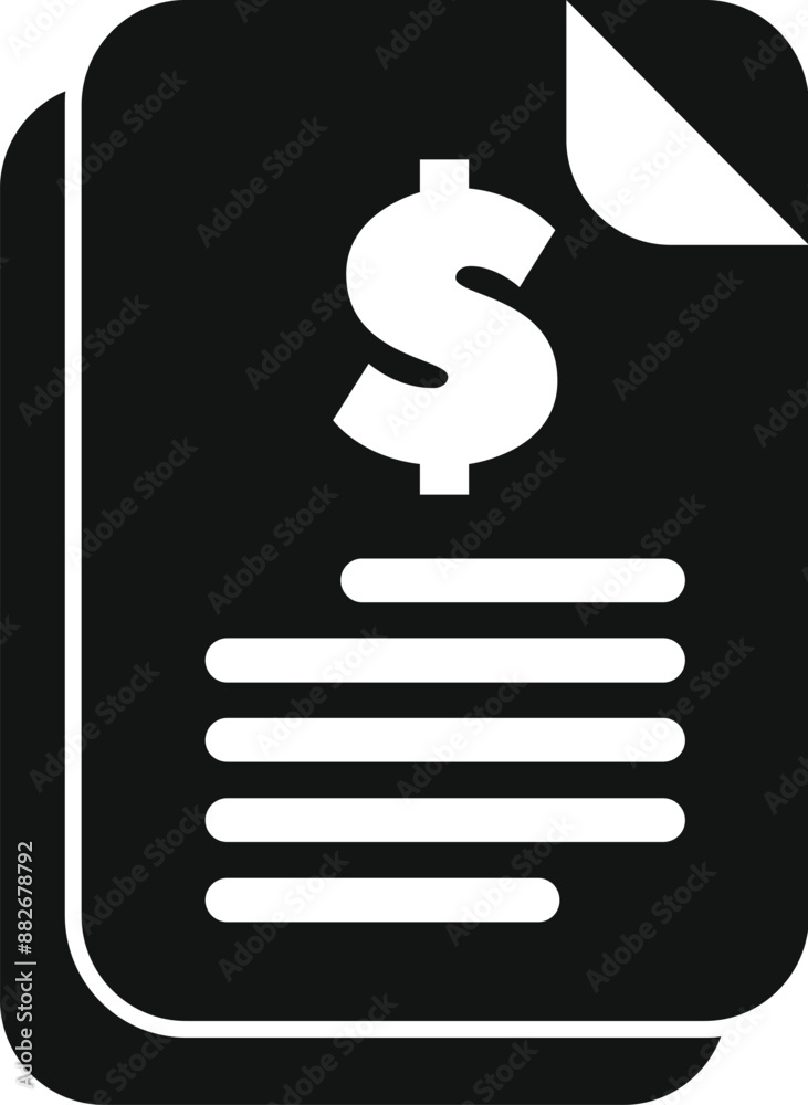 Black and white icon of a financial report, representing financial data and business documentation Black and white icon of a financial report, representing financial data and business documentation