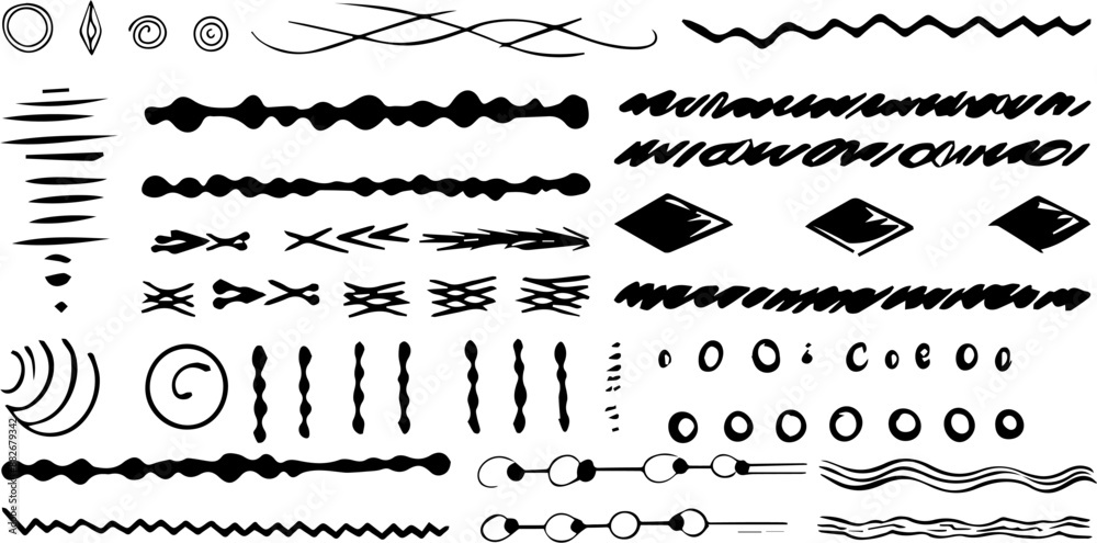 Fototapeta premium Set of Decorative Line Art and Border Elements