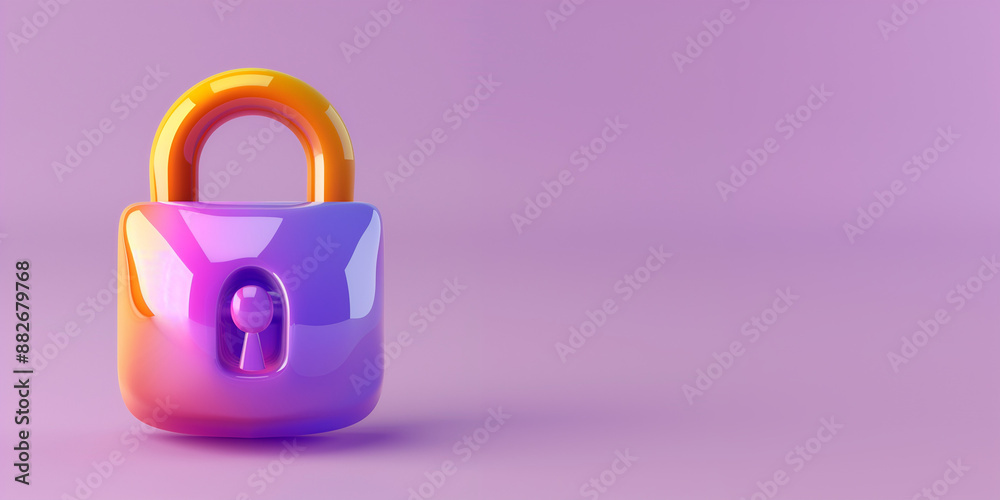 3D Gradient Padlock isolated in a gradient background 3D Gradient Padlock isolated in a gradient background