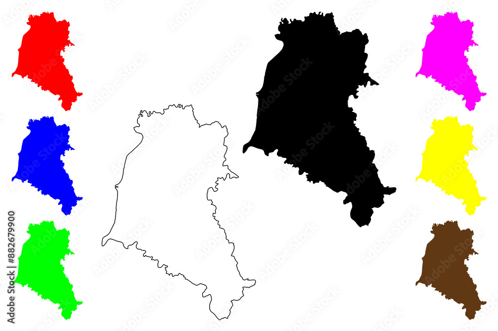 Fototapeta premium Fier County (Republic of Albania) map vector illustration, scribble sketch Fier map
