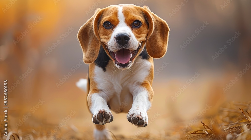 A barking Beagle dog, full of energy and spirit A barking Beagle dog, full of energy and spirit