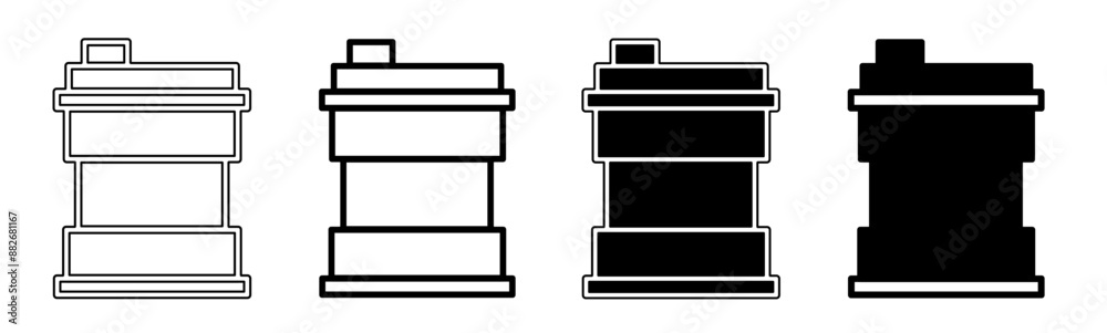 Black and white illustration of a oil barrel. Oil barrel icon collection with line. Stock vector illustration. Black and white illustration of a oil barrel. Oil barrel icon collection with line. Stock vector illustration.
