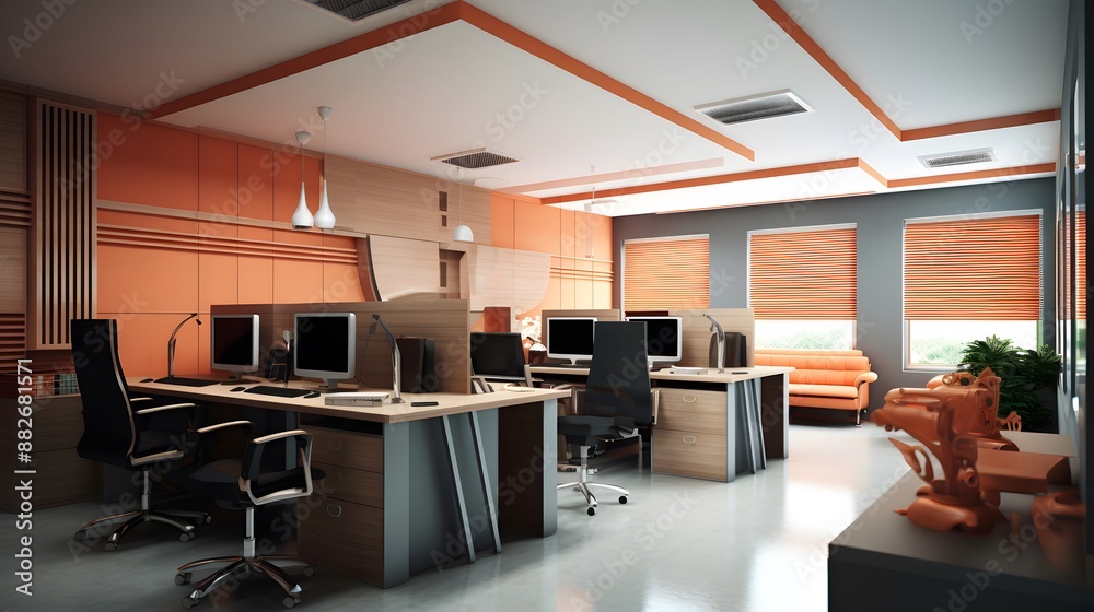 Fototapeta premium Contemporary Office with Open Workspace