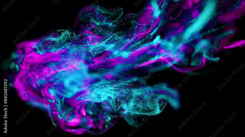 Abstract liquid Blue Purple Shiny Blurry Focus Flowing Fluid Glitter Particles Effect Motion Reveal on Black Background Abstract liquid Blue Purple Shiny Blurry Focus Flowing Fluid Glitter Particles Effect Motion Reveal on Black Background