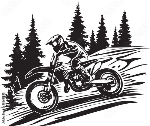 A offroading biker silhouette Illustration vector .