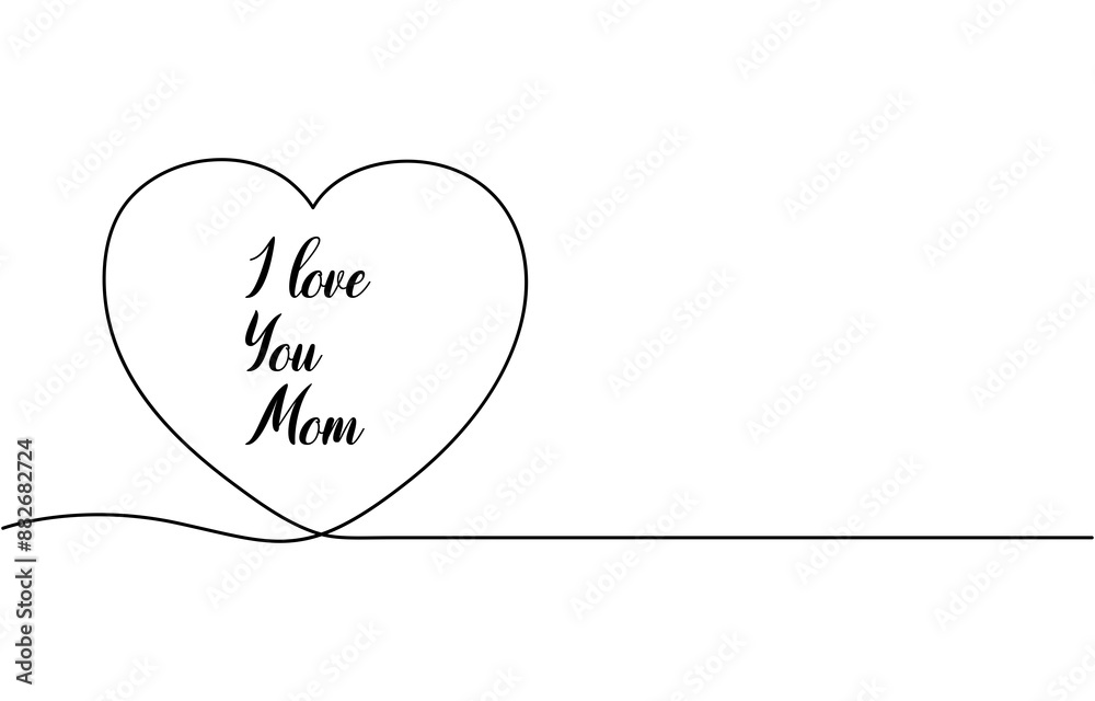 Continuous line drawing. Heart. Love. Black isolated on white background. Hand drawn vector illustration, continuous line drawing of child hands and heart, hug. Vector, Continuous one line mother day.