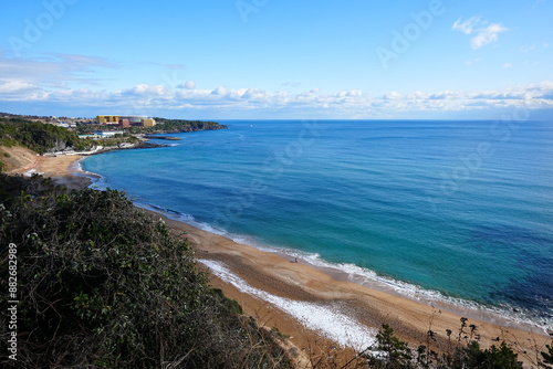 winter seascape from seaside cliff