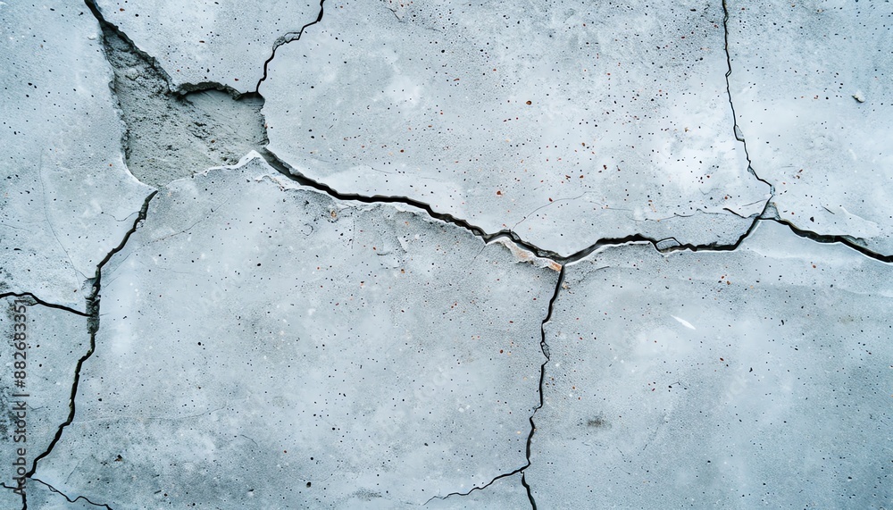 Obraz premium Detailed shot of concrete surface with cracks and textures, industrial aesthetics, raw materials