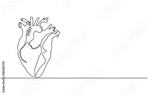 Good for celebrating National Donor Day, this single line artwork features an image, human heart internal organ and pulse cardiology in continuous line drawing, vector illustration heart line concept.