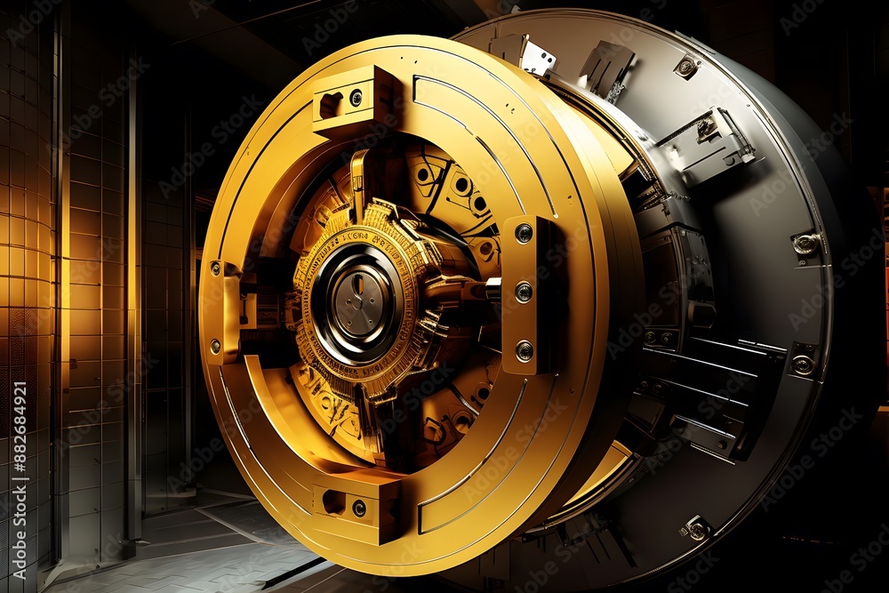 Secure Bank Vault Door Close-Up Secure Bank Vault Door Close-Up