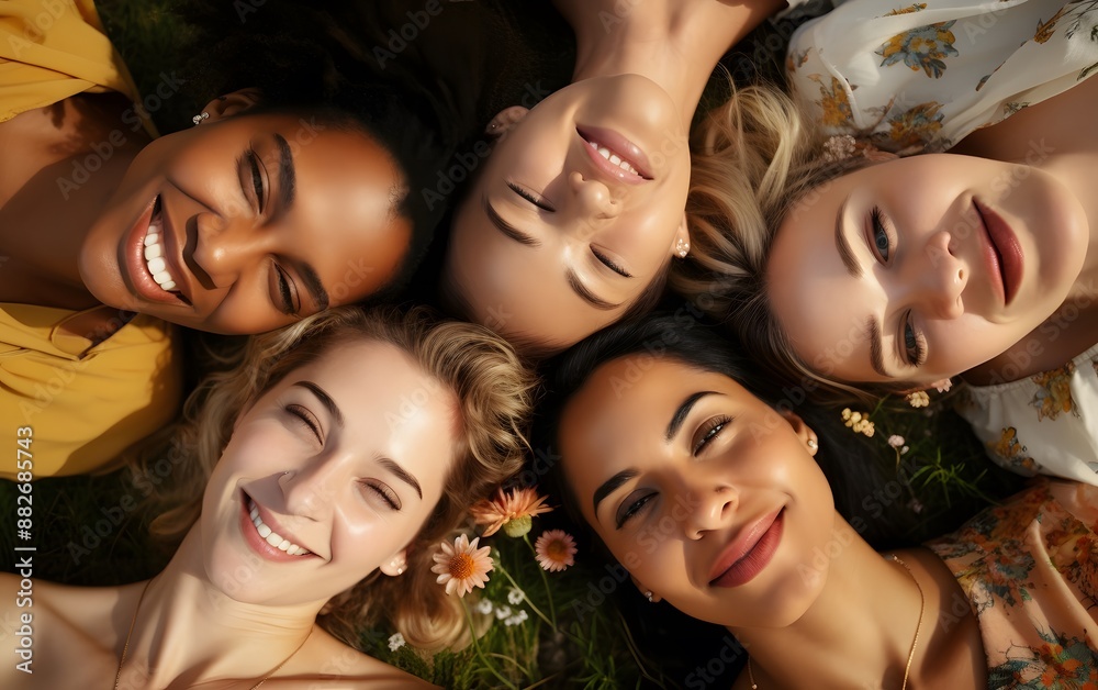 Obraz premium Diverse Group of Friends Smiling