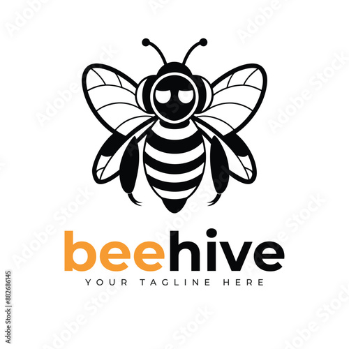 Bee charater simple mascot logo