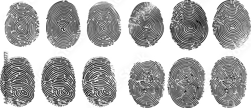 fingerprint or thumbprint set isolated. Set fingerprint scanning icon sign	