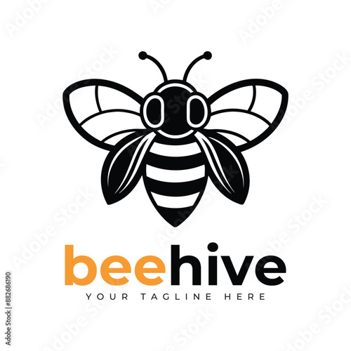 Bee charater simple mascot logo