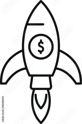 Rocket is launching, representing the concept of financial growth and success