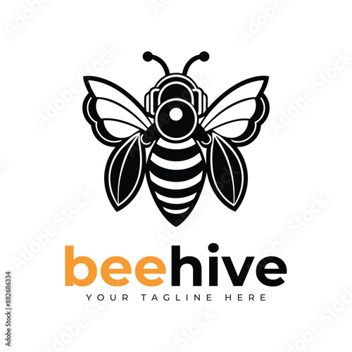 Bee charater simple mascot logo