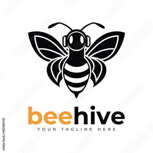 Bee charater simple mascot logo